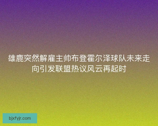 雄鹿突然解雇主帅布登霍尔泽球队未来走向引发联盟热议风云再起时