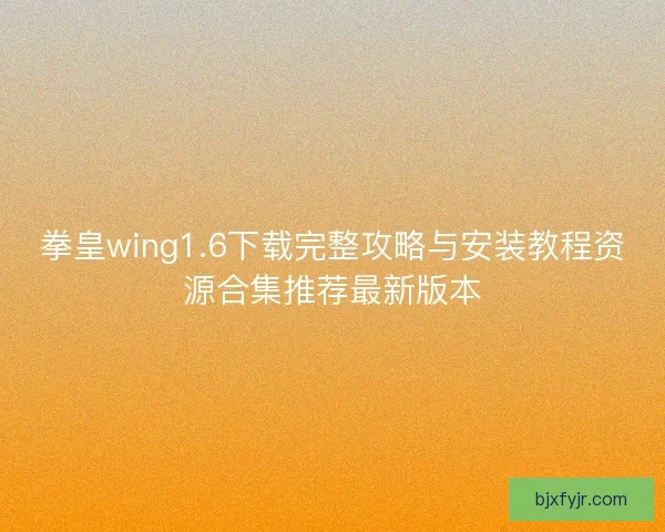 拳皇wing1.6下载完整攻略与安装教程资源合集推荐最新版本